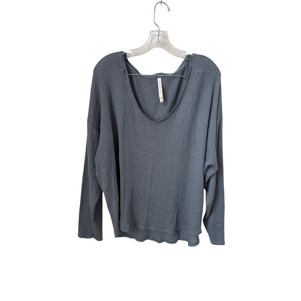 Aritzia The Group By Babaton Blue Knit V-Neck Sweater Top Size Large